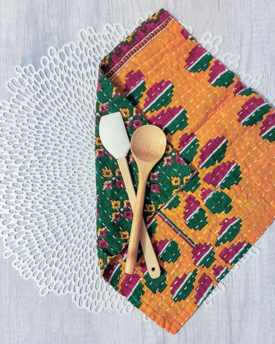 Kantha Dish Cloth - Asha Project Kantha - Saree - Handmade