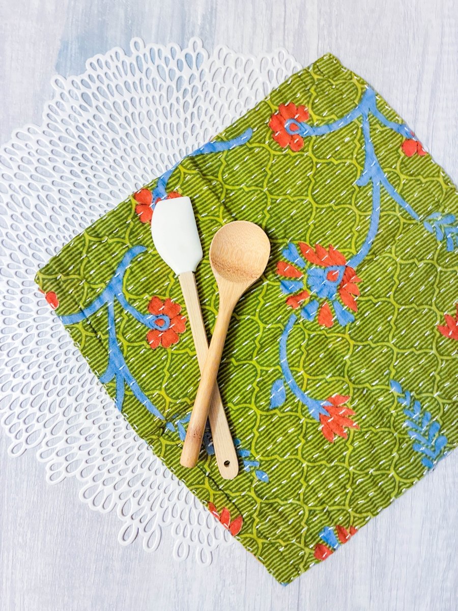 Kantha Dish Cloth - Asha Project Kantha - Saree - Handmade