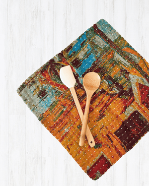 Kantha Dish Cloth - Asha Project Kantha - Saree - Handmade