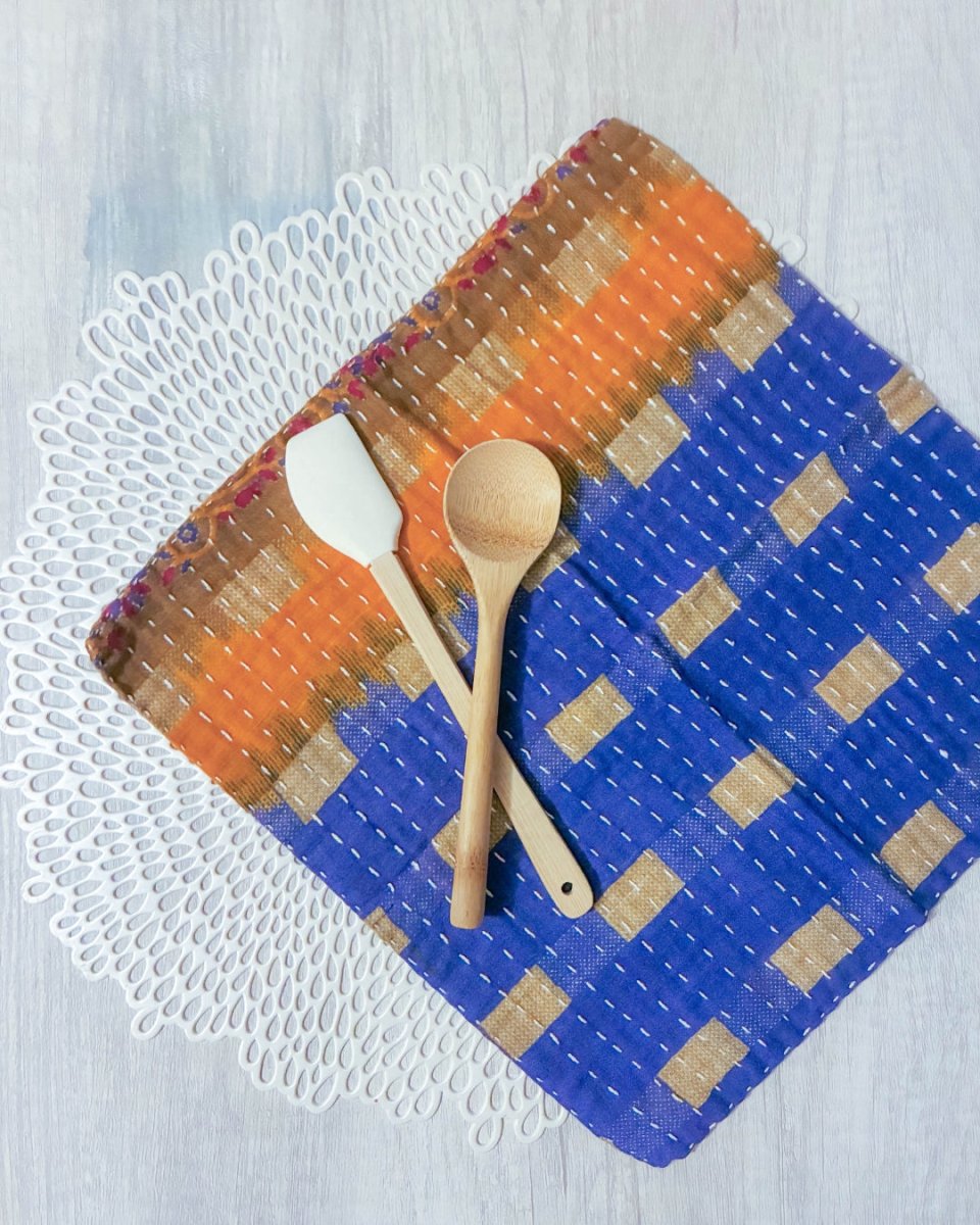Kantha Dish Cloth - Asha Project Kantha - Saree - Handmade
