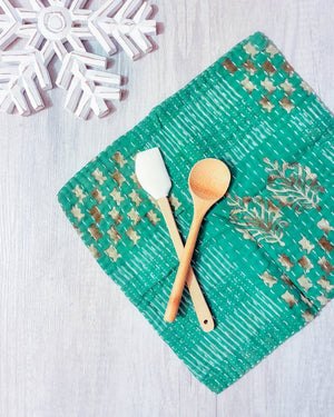 Kantha Dish Cloth | Christmas - Asha Project Kantha - Saree - Handmade