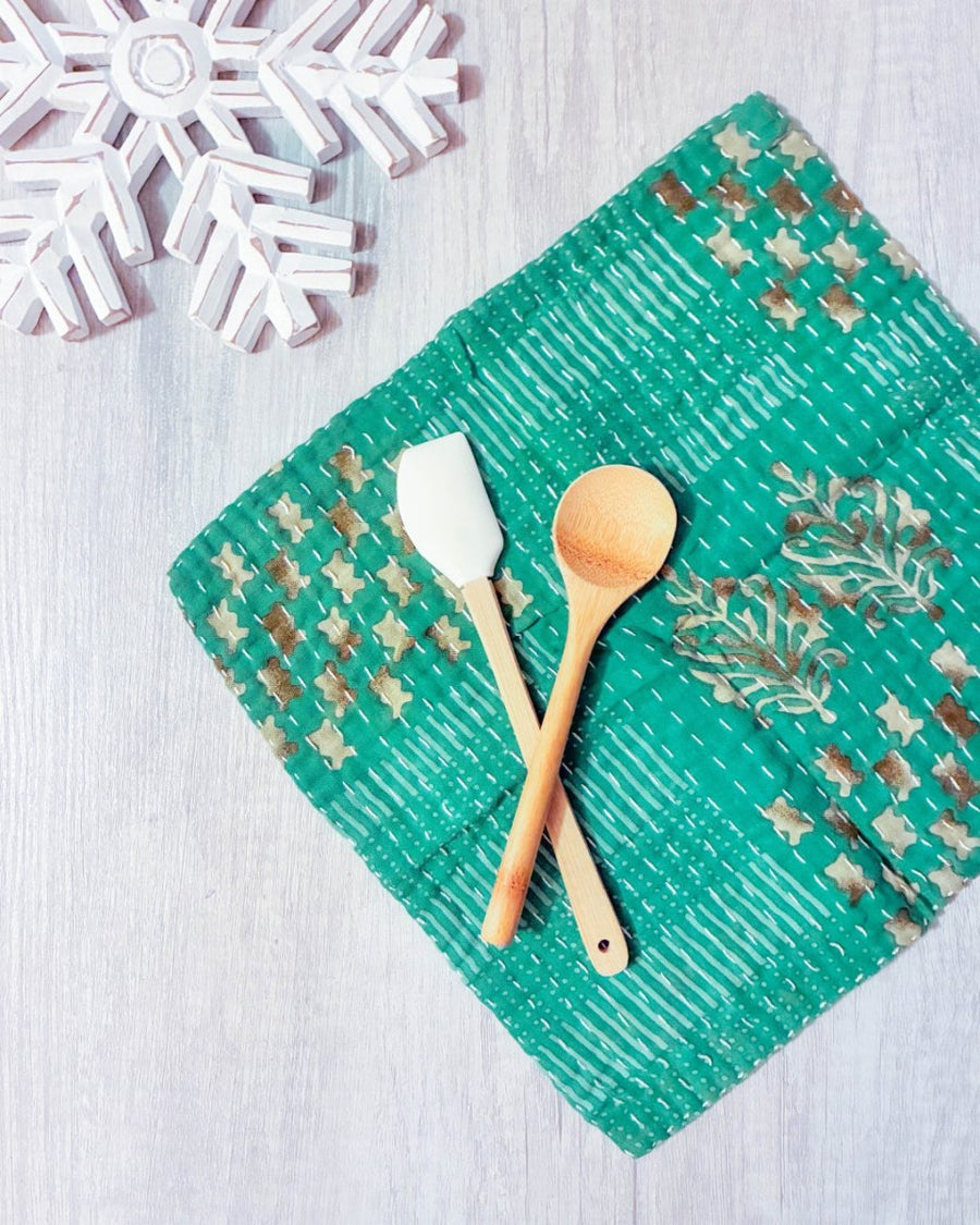 Kantha Dish Cloth | Christmas - Asha Project Kantha - Saree - Handmade