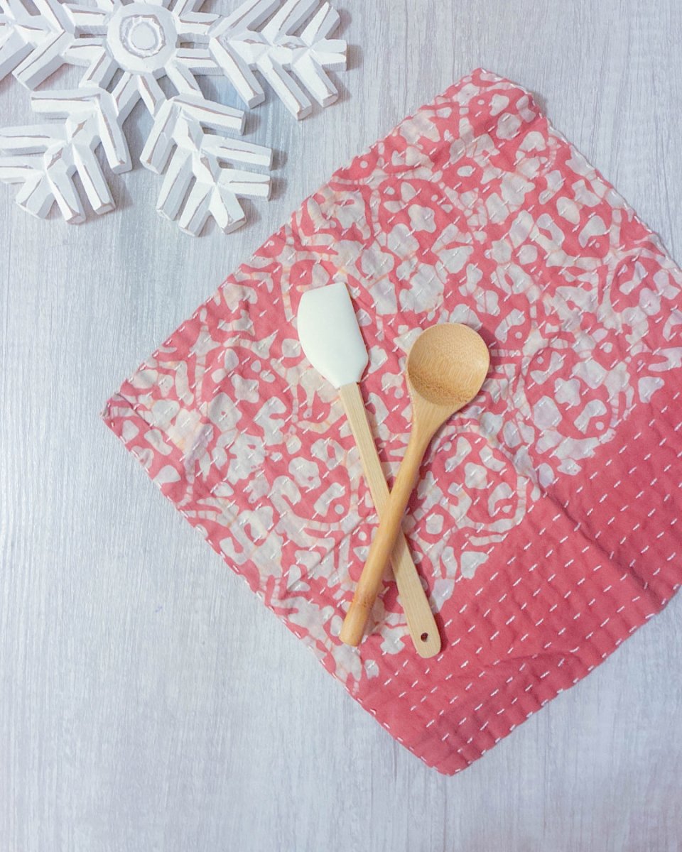 Kantha Dish Cloth | Christmas - Asha Project Kantha - Saree - Handmade