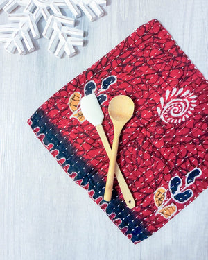 Kantha Dish Cloth | Christmas - Asha Project Kantha - Saree - Handmade