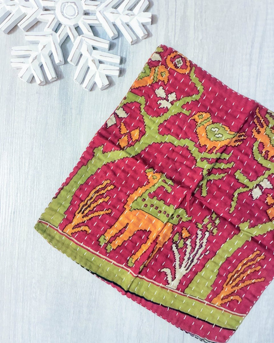 Kantha Dish Cloth | Christmas - Asha Project Kantha - Saree - Handmade