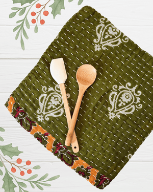 Kantha Dish Cloth | Christmas - Asha Project Kantha - Saree - Handmade
