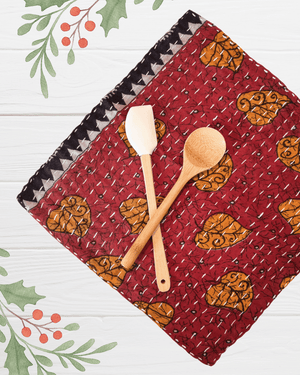 Kantha Dish Cloth | Christmas - Asha Project Kantha - Saree - Handmade