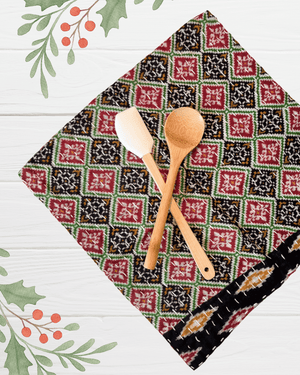 Kantha Dish Cloth | Christmas - Asha Project Kantha - Saree - Handmade