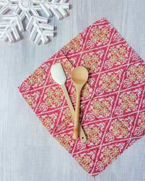 Kantha Dish Cloth | Christmas - Asha Project Kantha - Saree - Handmade