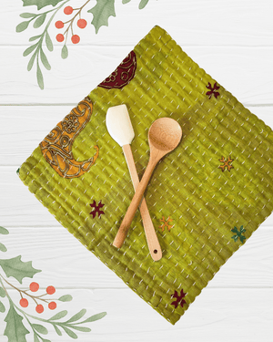 Kantha Dish Cloth | Christmas - Asha Project Kantha - Saree - Handmade