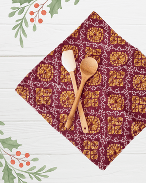 Kantha Dish Cloth | Christmas - Asha Project Kantha - Saree - Handmade