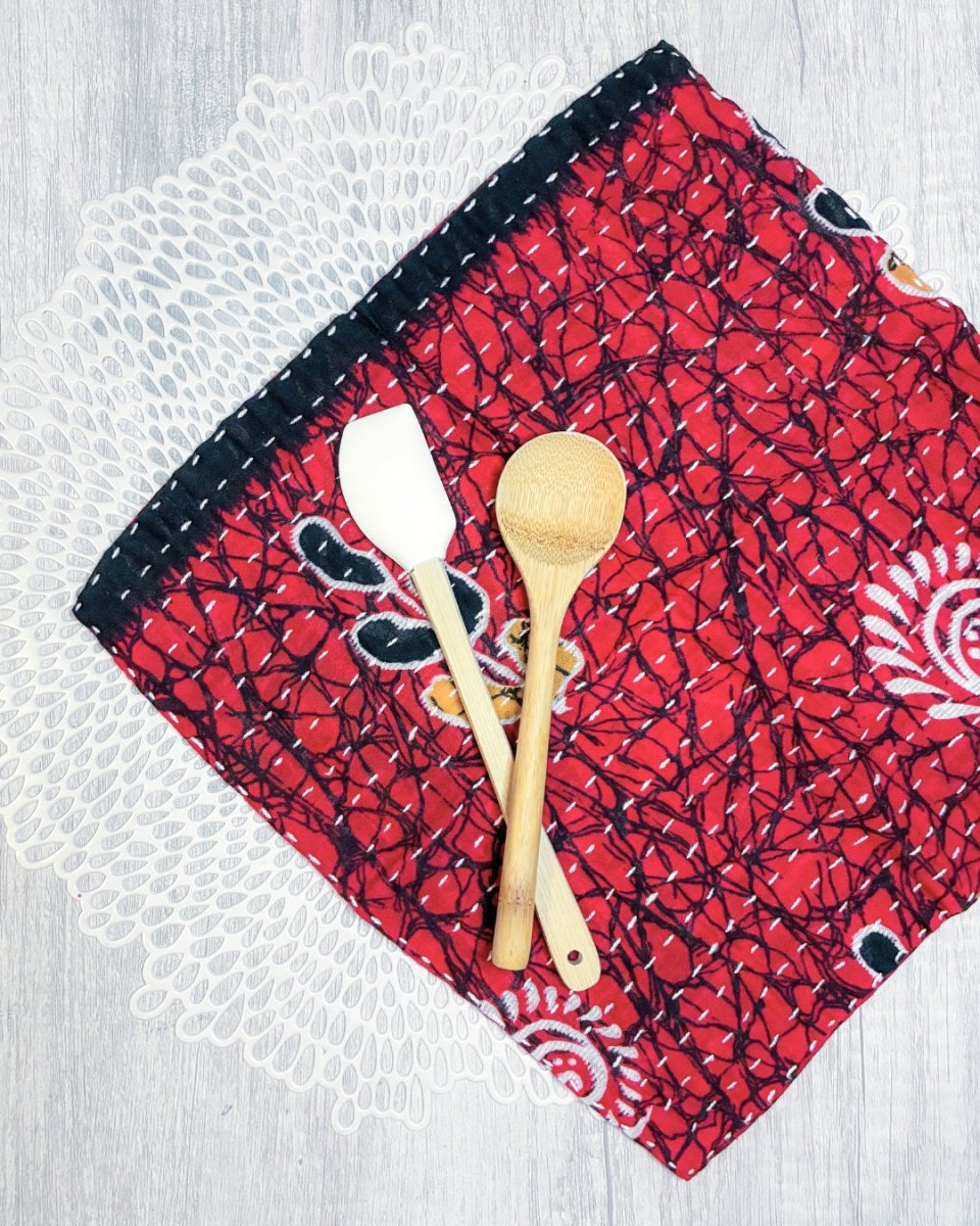 Kantha Dish Cloth | Christmas - Asha Project Kantha - Saree - Handmade