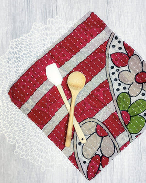 Kantha Dish Cloth | Christmas - Asha Project Kantha - Saree - Handmade