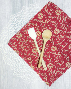 Kantha Dish Cloth | Christmas - Asha Project Kantha - Saree - Handmade