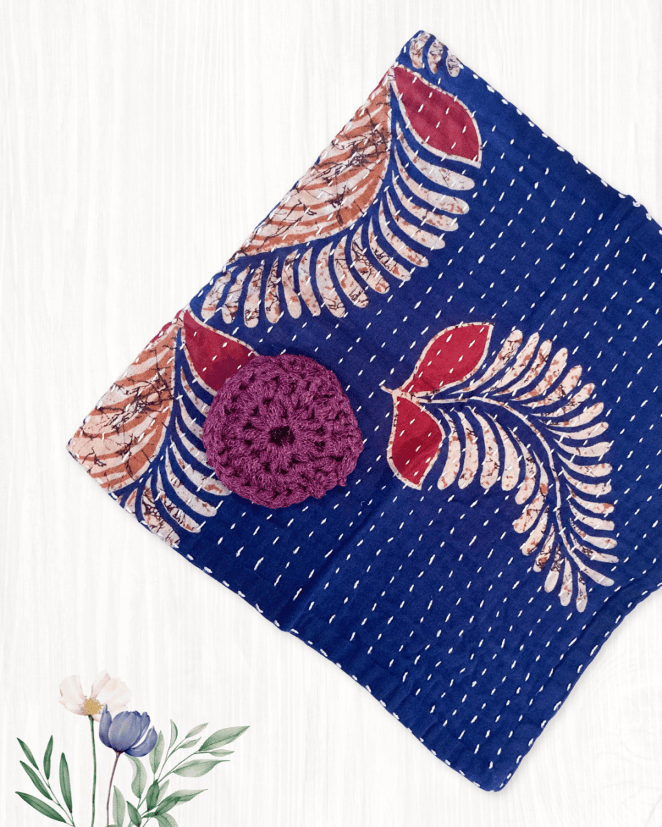 Kantha Dish Cloth + Dish Scrubber Gift Set - Asha Project Kantha - Saree - Handmade