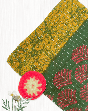 Kantha Dish Cloth + Dish Scrubber Gift Set - Asha Project Kantha - Saree - Handmade