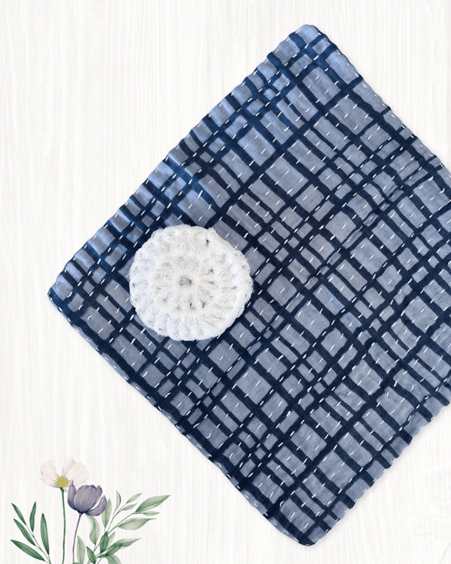 Kantha Dish Cloth + Dish Scrubber Gift Set - Asha Project Kantha - Saree - Handmade