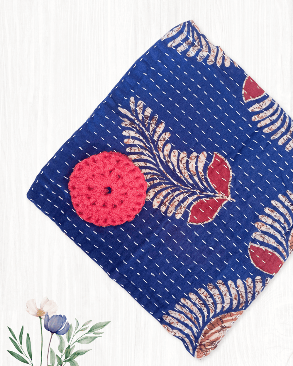 Kantha Dish Cloth + Dish Scrubber Gift Set - Asha Project Kantha - Saree - Handmade