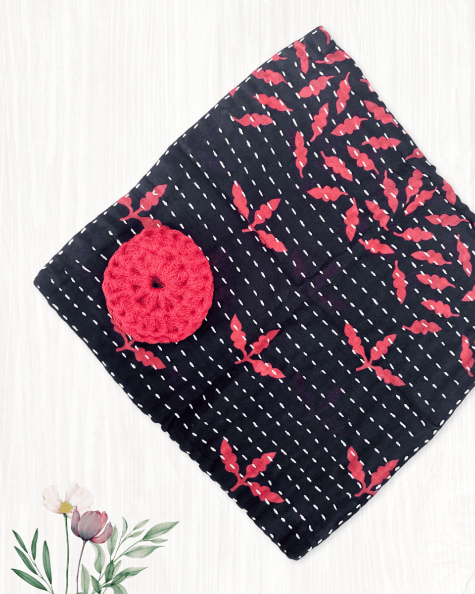 Kantha Dish Cloth + Dish Scrubber Gift Set - Asha Project Kantha - Saree - Handmade