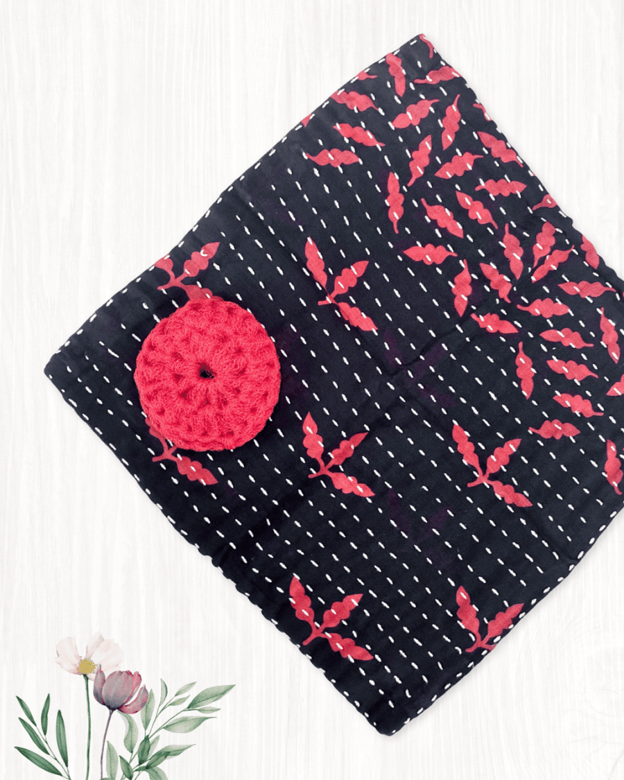 Kantha Dish Cloth + Dish Scrubber Gift Set - Asha Project Kantha - Saree - Handmade