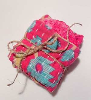 Kantha Dish Cloth + Dish Scrubber Gift Set | Assorted - Asha Project Kantha - Saree - Handmade