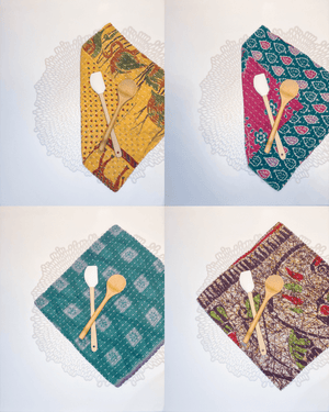 Kantha Dish Cloth Gift Set (4) - Asha Project Kantha-Saree-Handmade