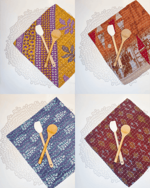 Kantha Dish Cloth Gift Set (4) - Asha Project Kantha-Saree-Handmade