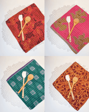 Kantha Dish Cloth Gift Set (4) - Asha Project Kantha-Saree-Handmade
