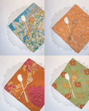 Kantha Dish Cloth Gift Set (4) - Asha Project Kantha-Saree-Handmade