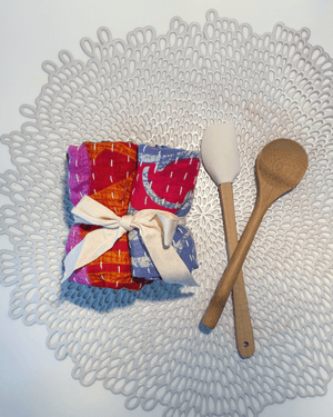 Kantha Dish Cloth Gift Set (4) - Asha Project Kantha-Saree-Handmade