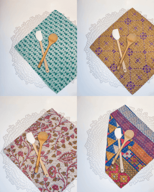 Kantha Dish Cloth Gift Set (4) - Asha Project Kantha-Saree-Handmade