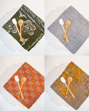 Kantha Dish Cloth Gift Set (4) | Fall - Asha Project Kantha-Saree-Handmade