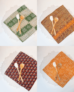 Kantha Dish Cloth Gift Set (4) | Fall - Asha Project Kantha-Saree-Handmade