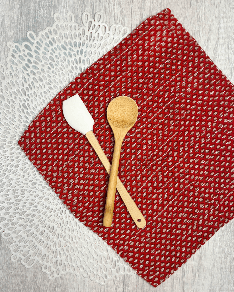 Kantha Dish Cloth | Valentines - Asha Project Kantha - Saree - Handmade