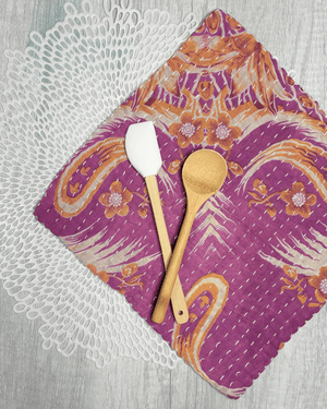 Kantha Dish Cloth | Valentine's Day - Asha Project Kantha - Saree - Handmade