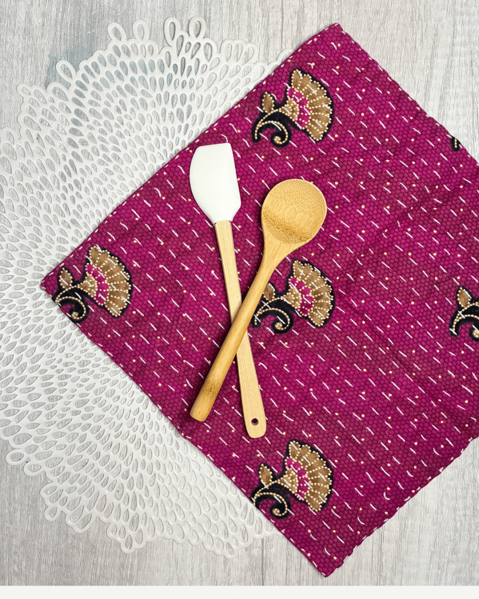 Kantha Dish Cloth | Valentine's Day - Asha Project Kantha - Saree - Handmade