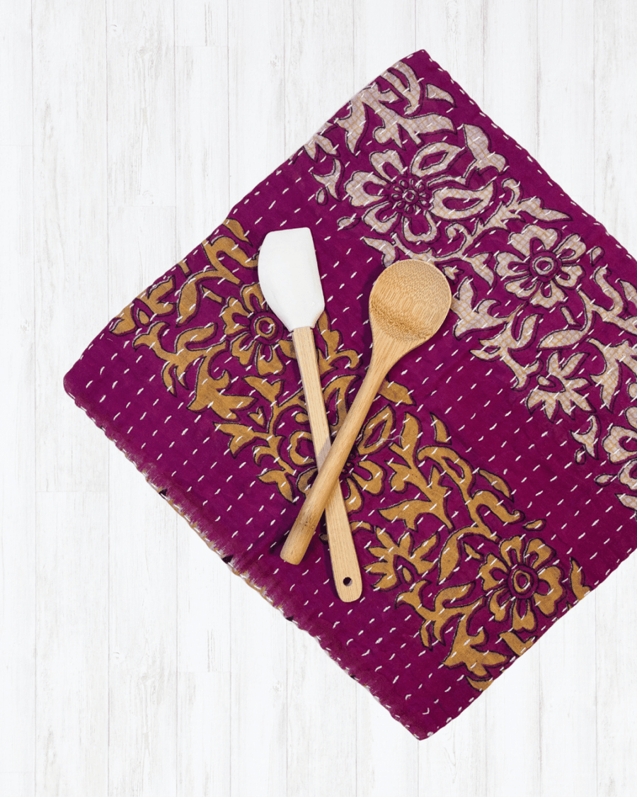 Kantha Dish Cloth | Valentine's Day - Asha Project Kantha - Saree - Handmade