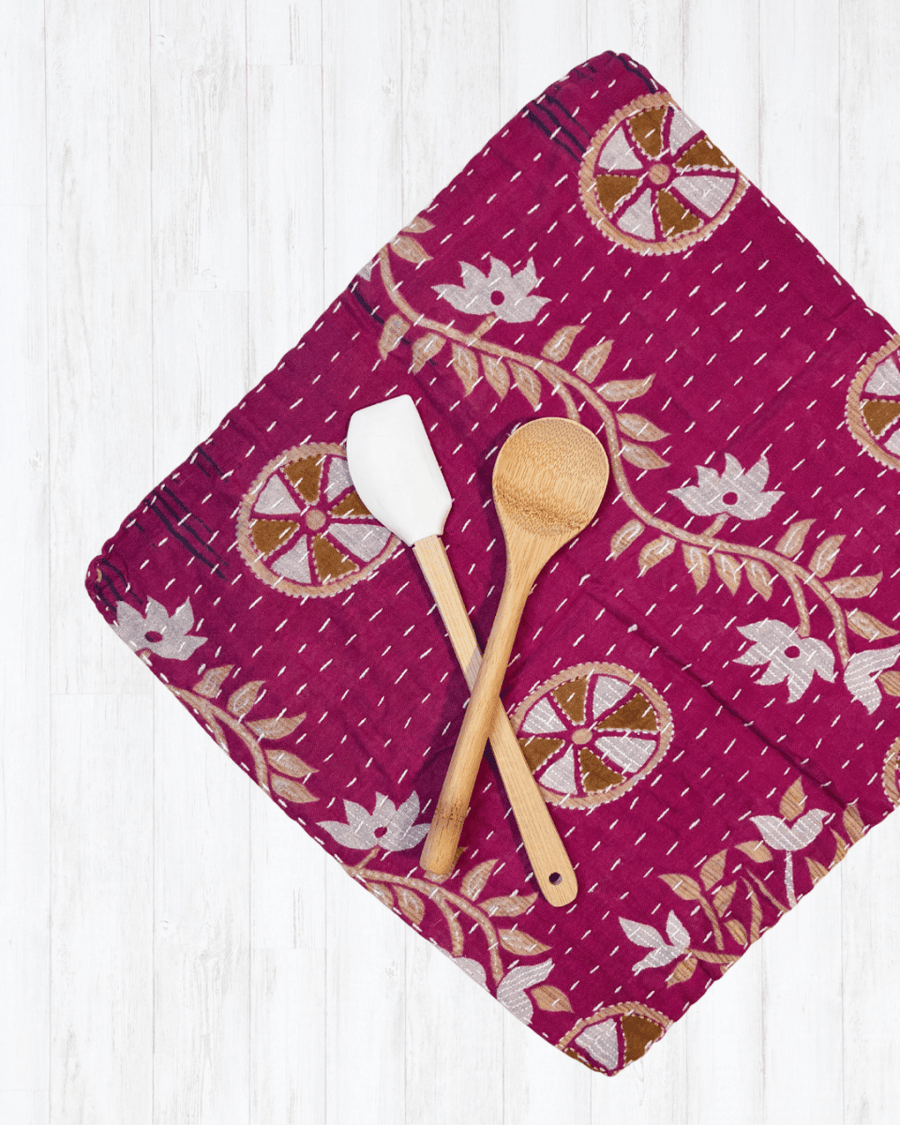Kantha Dish Cloth | Valentine's Day - Asha Project Kantha - Saree - Handmade