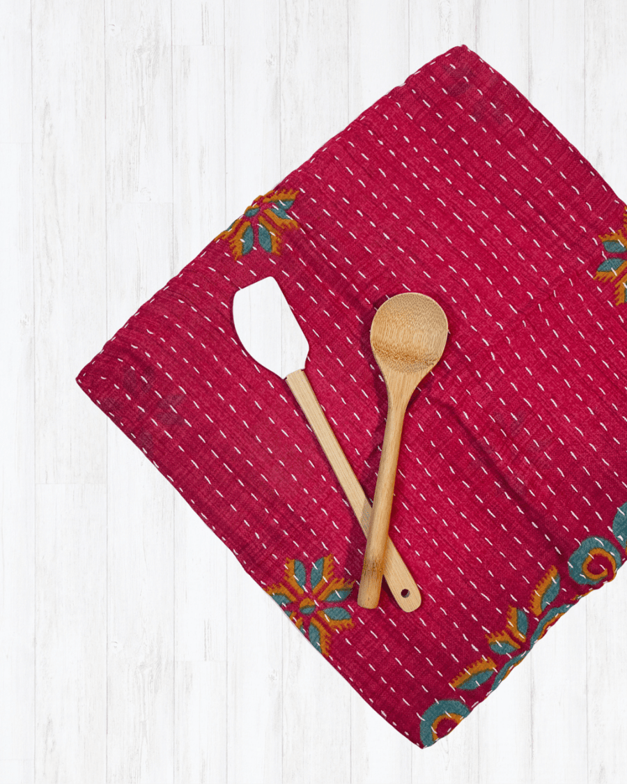 Kantha Dish Cloth | Valentine's Day - Asha Project Kantha - Saree - Handmade