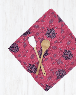 Kantha Dish Cloth | Valentine's Day - Asha Project Kantha - Saree - Handmade
