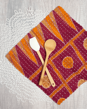 Kantha Dish Cloth | Valentine's Day - Asha Project Kantha - Saree - Handmade