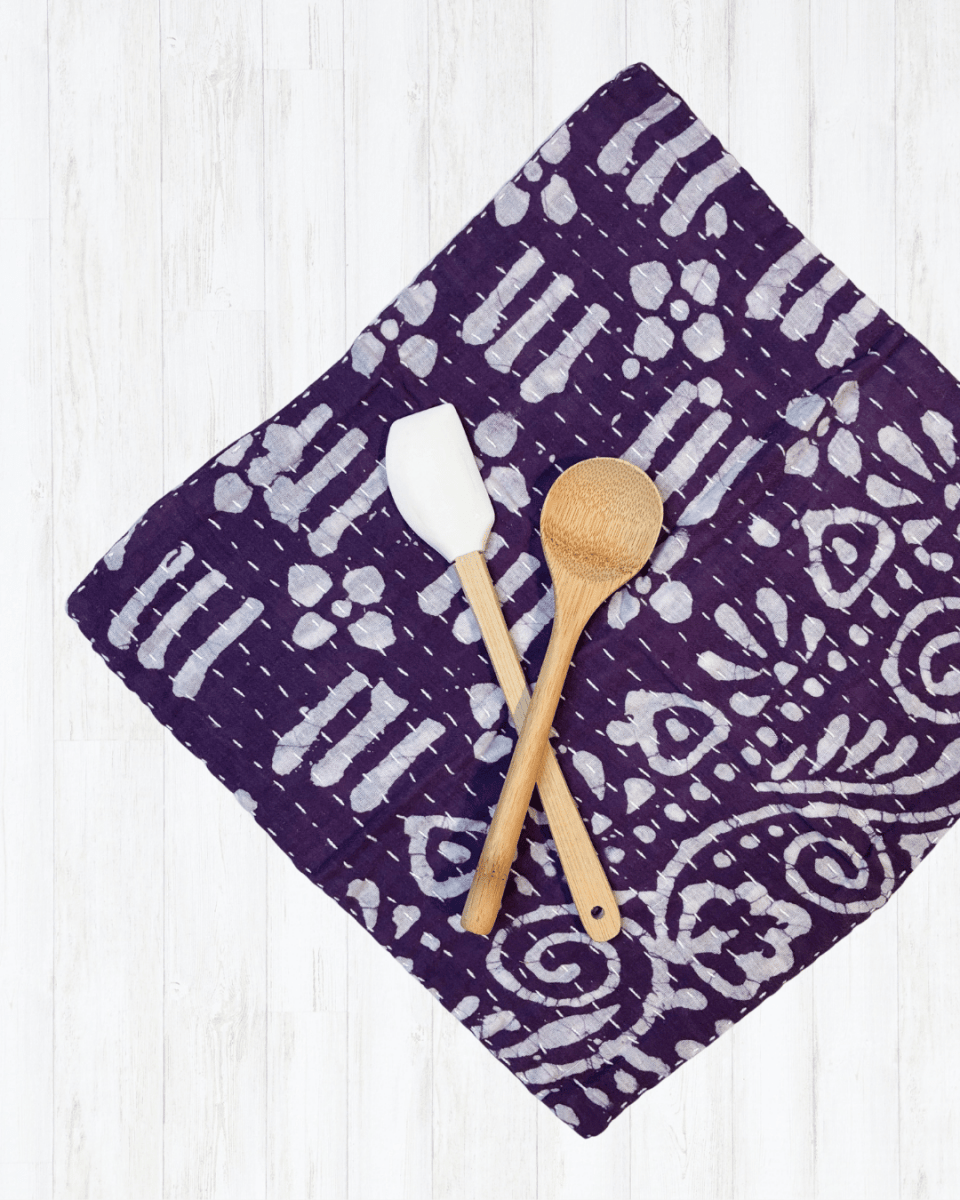Kantha Dish Cloth | Valentine's Day - Asha Project Kantha - Saree - Handmade