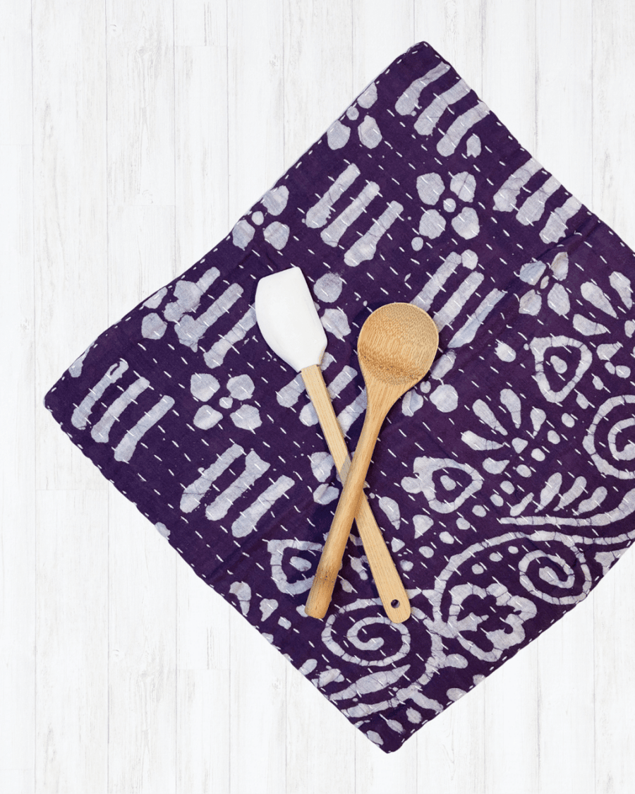 Kantha Dish Cloth | Valentine's Day - Asha Project Kantha - Saree - Handmade