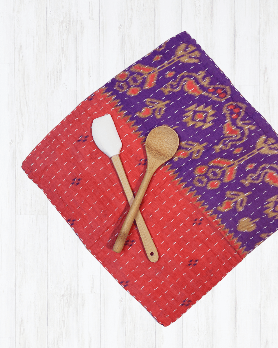 Kantha Dish Cloth | Valentine's Day - Asha Project Kantha - Saree - Handmade