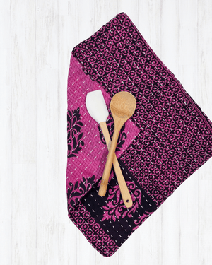 Kantha Dish Cloth | Valentine's Day - Asha Project Kantha - Saree - Handmade