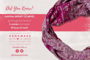 Kantha Infinity Scarf - Asha Project Kantha - Saree - Handmade
