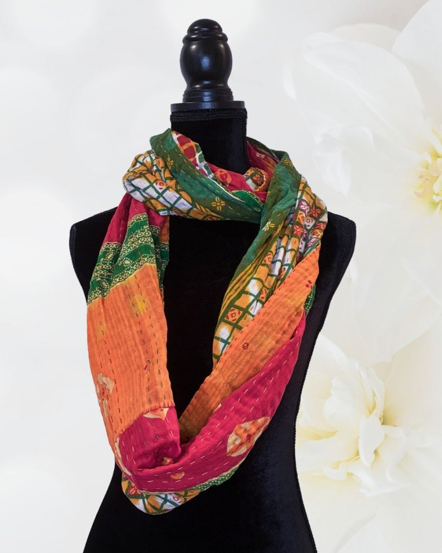 Kantha Infinity Scarf - Asha Project Kantha - Saree - Handmade