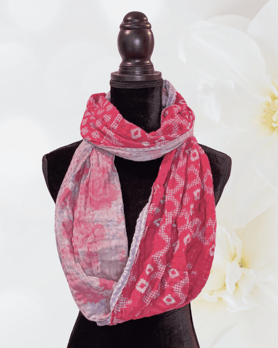 Kantha Infinity Scarf - Asha Project Kantha - Saree - Handmade