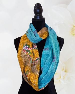 Kantha Infinity Scarf - Asha Project Kantha - Saree - Handmade