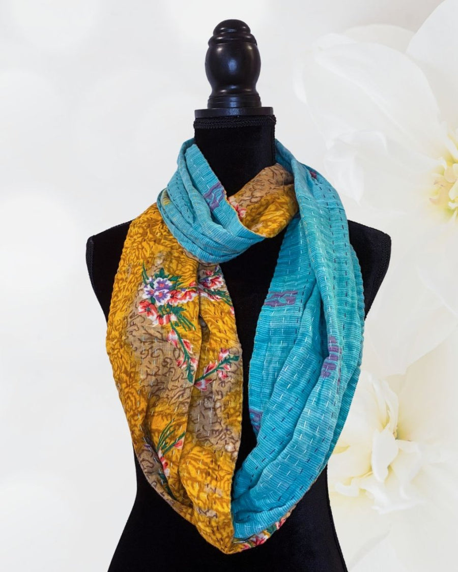 Kantha Infinity Scarf - Asha Project Kantha - Saree - Handmade